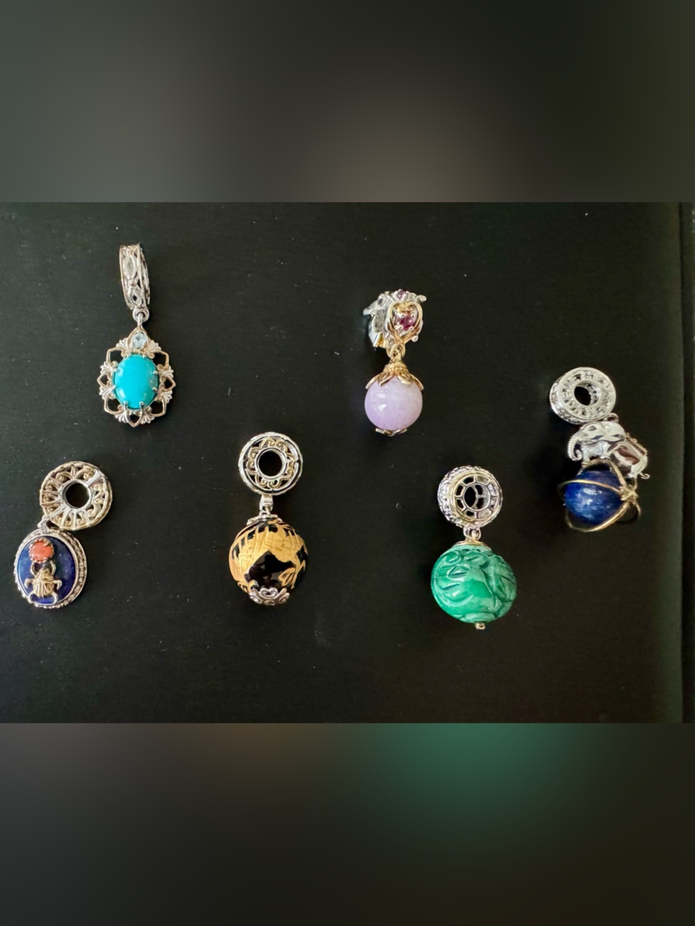 Michael Valitutti Gems En Vogue Sterling Silver/ 24K Gemstone Charms JR Bracelet - Picture 2 of 9